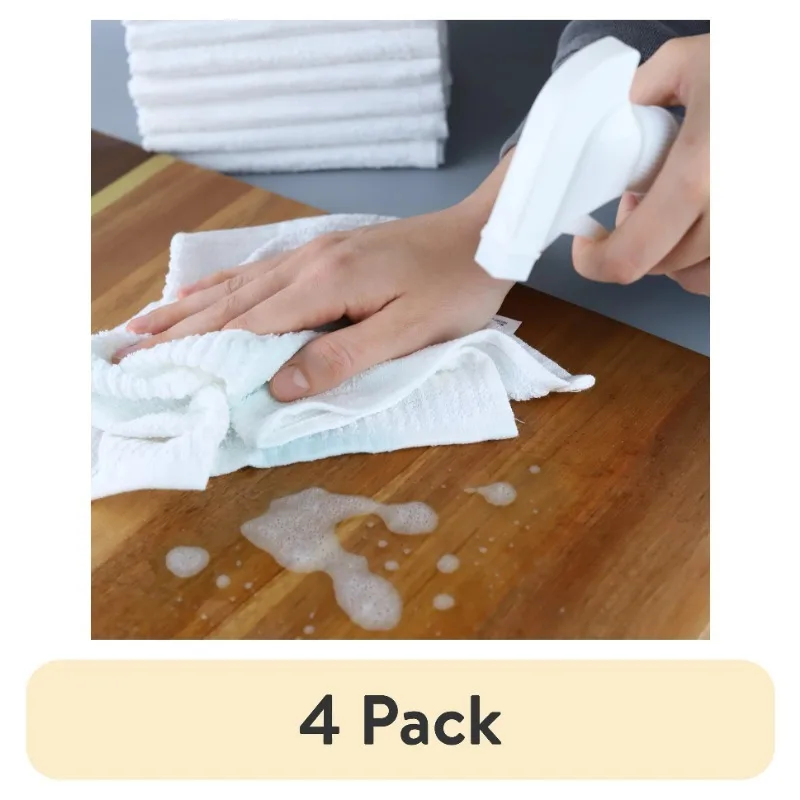 

(4 pack) 18-Piece Kitchen Bar Mop Dishcloth Set, White