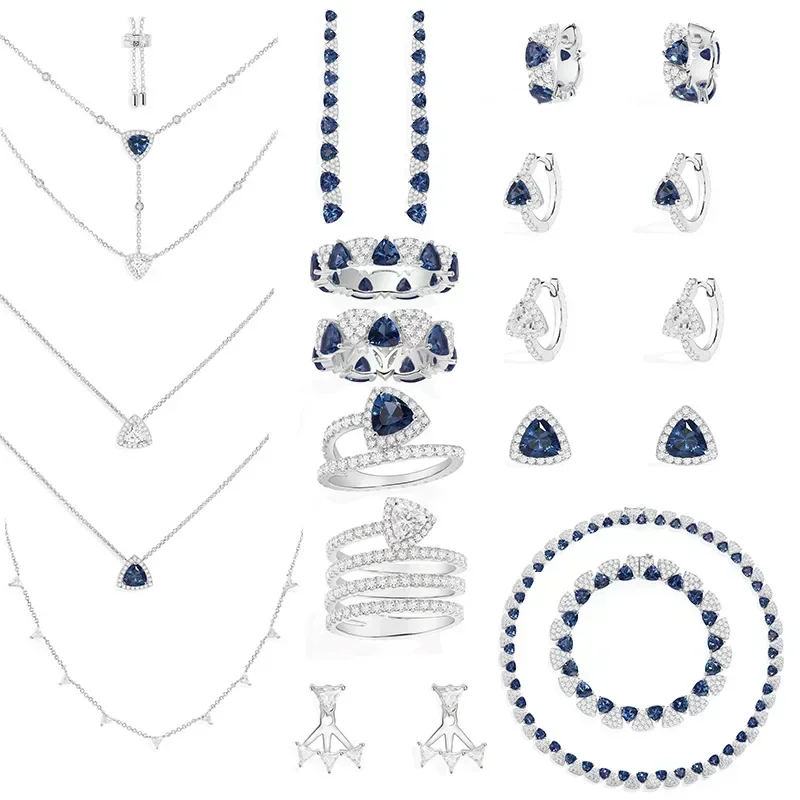 LI KI High Quality 925 Silver 2024 New Printemps Series Blue Diamond Necklace Bracelet Earrings Ring Exquisite  Jewelry