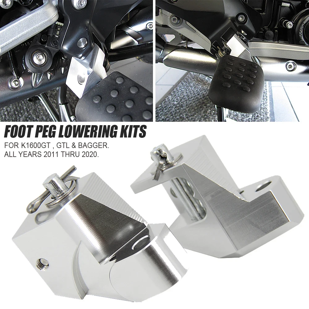 

Motorcycle Accessories Driver Foot Peg Lowering Kits For BMW K1600GT K1600GTL K1600Bagger 2011-2020 2019 2018 2021 Lower 1.5"