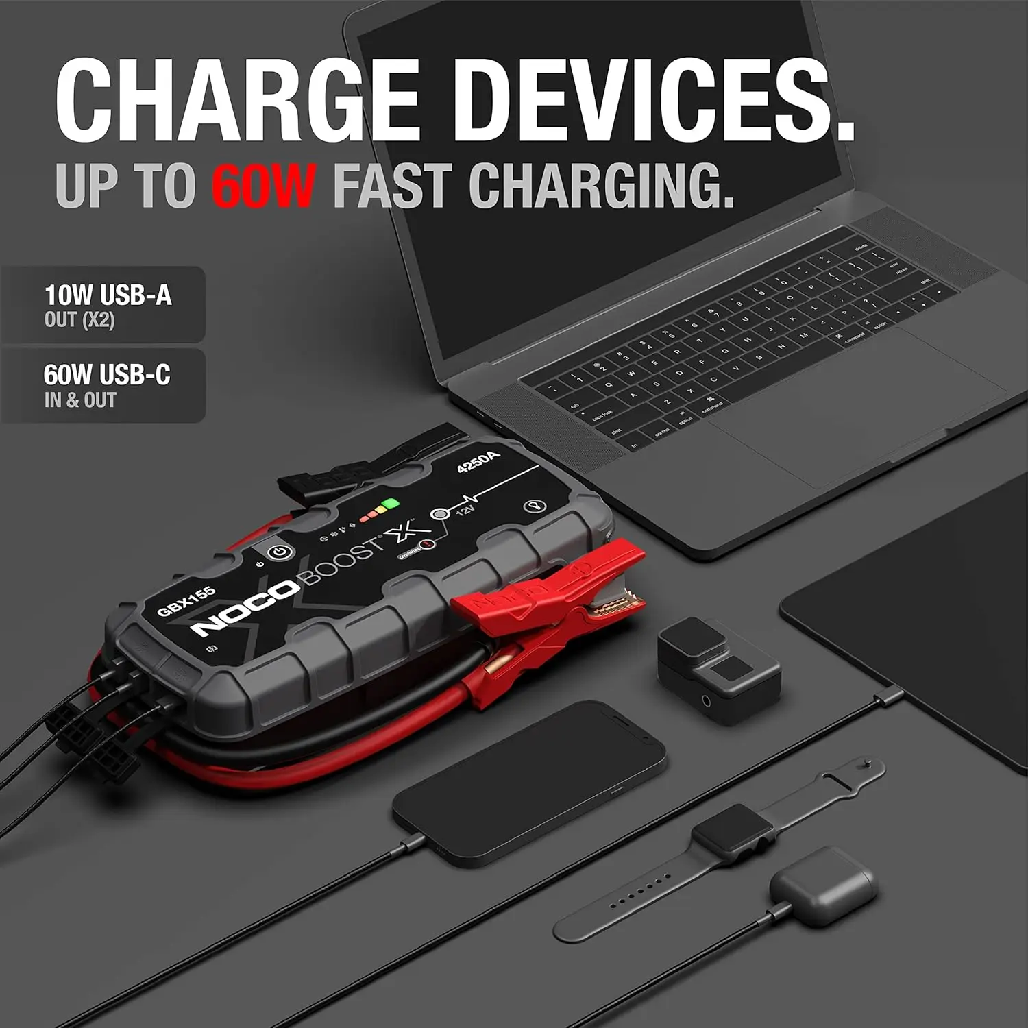 Boost X GBX155 4250A 12V UltraSafe محمول ليثيوم Jump Starter، حزمة معززة لبطارية السيارة، شاحن USB-C Powerbank