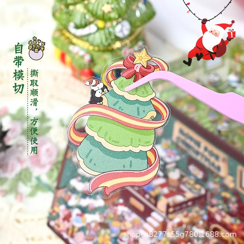 Cartoon Christmas Stickers Diy Scene DIY Cabin Scene Stacking and Pasting Gift for Kid Child Student P586