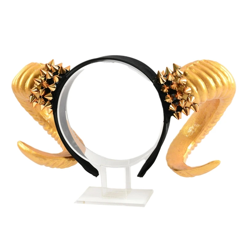 for Creative Adult Children Ox Sheep Curved Horn Hair Hoop Plastic Headband Halloween Christmas Costume Cosplay Pa