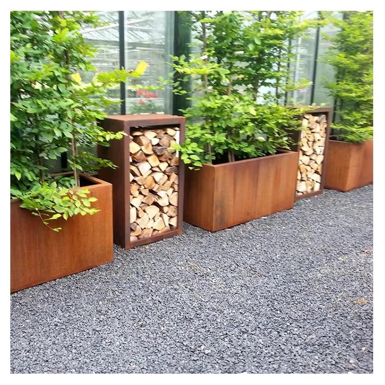 

Corten Steel Outdoor Rust Color Planters Box Planter Garden Product Flower Pot