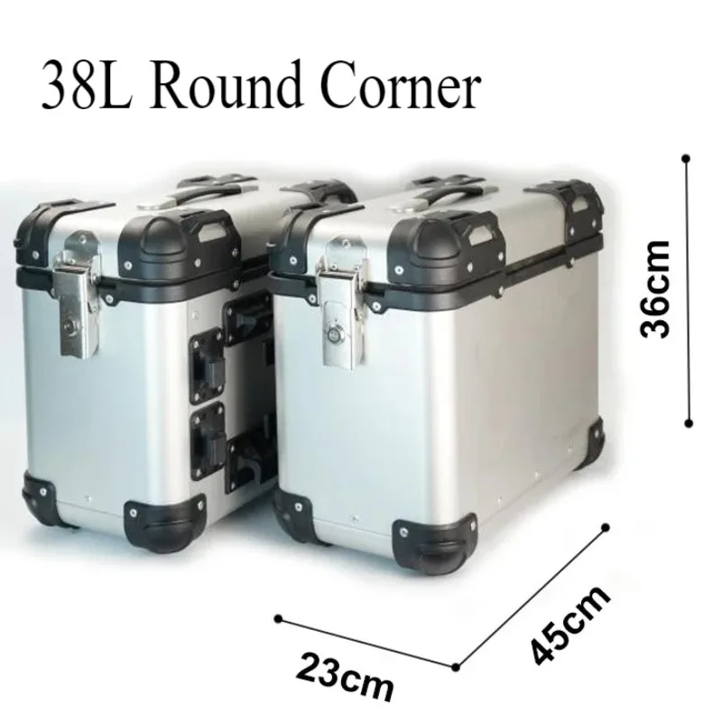 

38L Universal Aluminum Left & Right Side Motorcycle Boxes Moto Tail Storage Side Box with Inner Pad