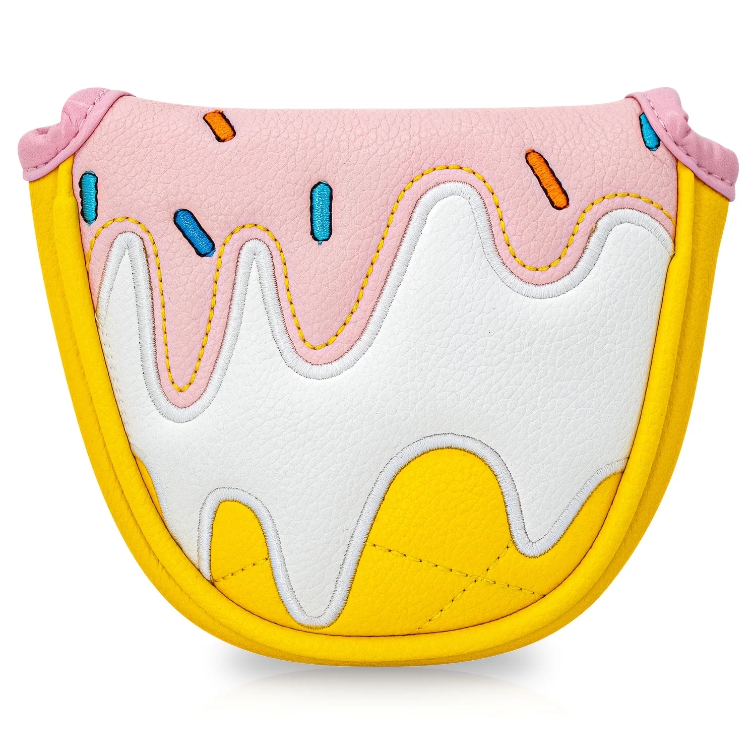 1pc Cute Ice Cream Golf Mallet Putter Cover, Magnetic Closure Half-Mallet Putter Headcover, Stylish PU Golf Club Protector