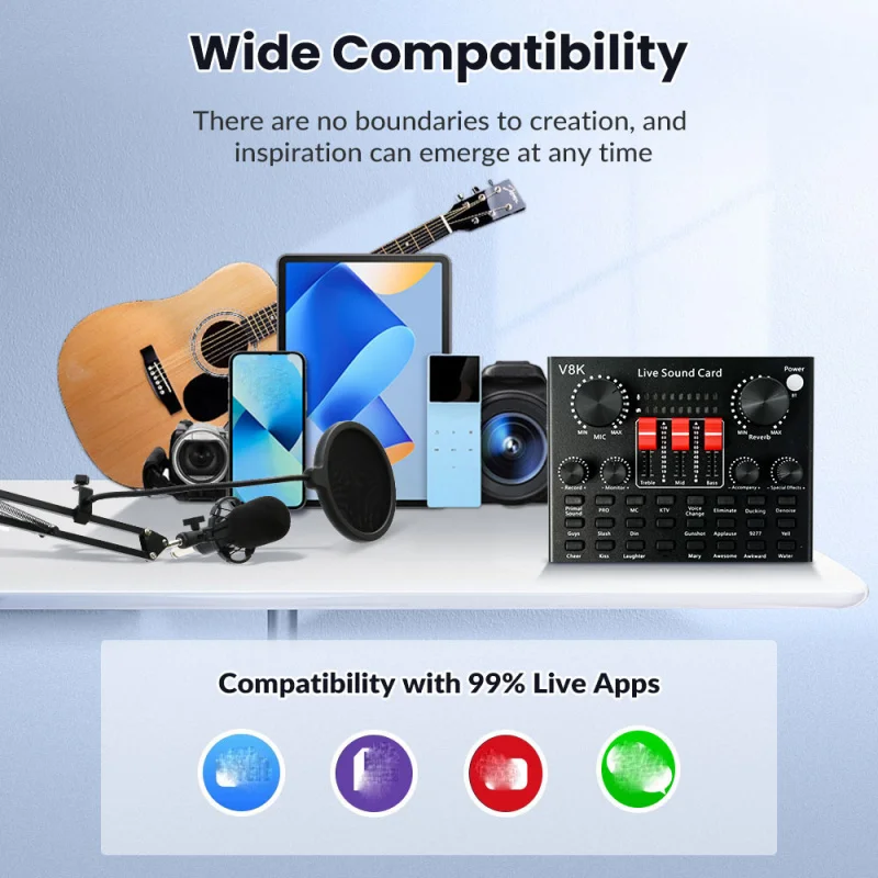 BM800 Condenser Microphone Podcast Set Audio Interface Mixing Board Studio Grade Music Recording Equipment Music Creation Li