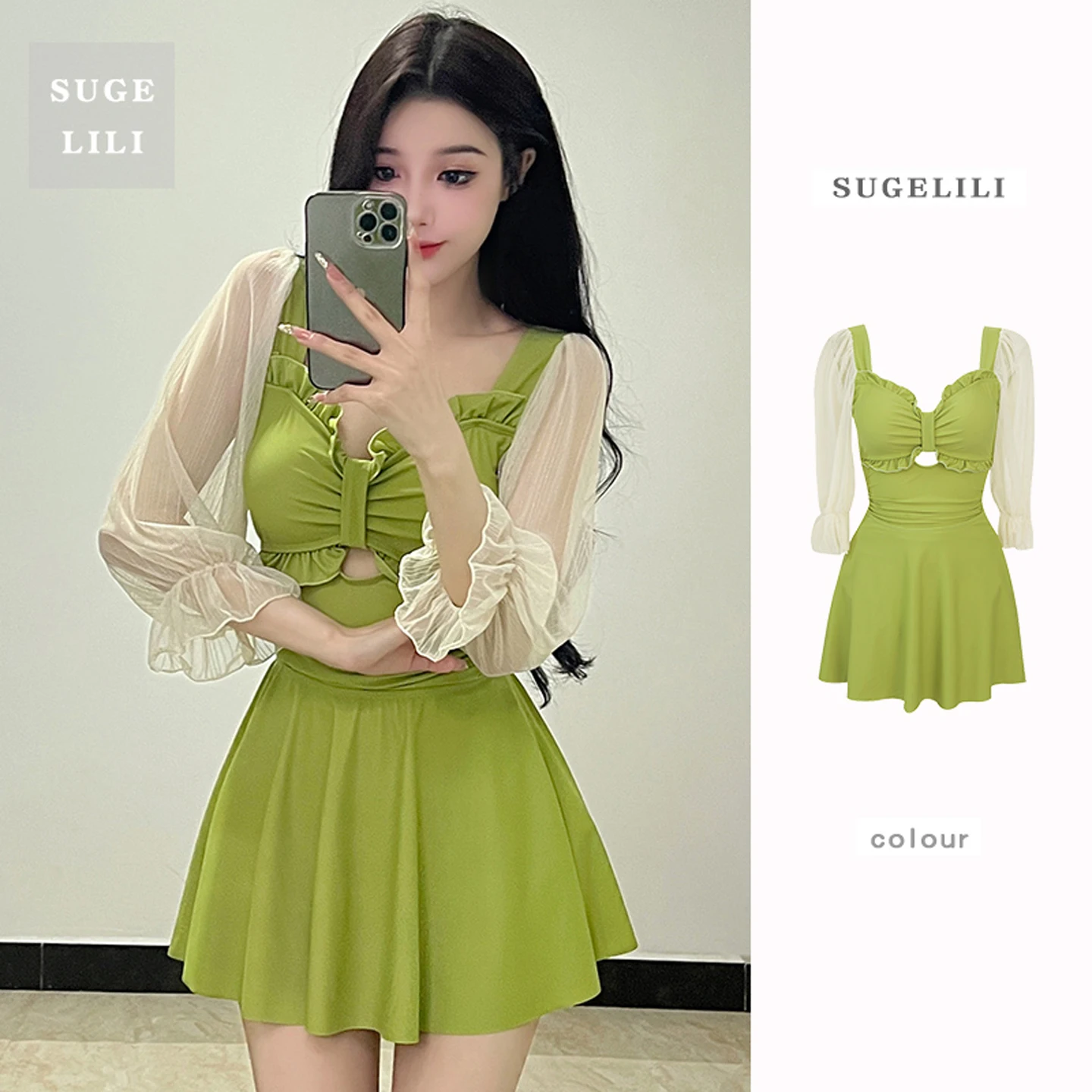 

Conservative Sle One-Piece Swimsuit with Skirt High Waist Slimming Design for Women Ideal for Hot Springs Beautiful And S...