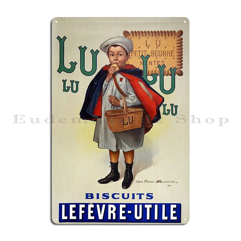 Biscuits Lu Lef%C3%A8vre Utile 1897 Firmin Bouisset Metal Sign Wall Cave Designing Retro Living Room Club Tin Sign Poster