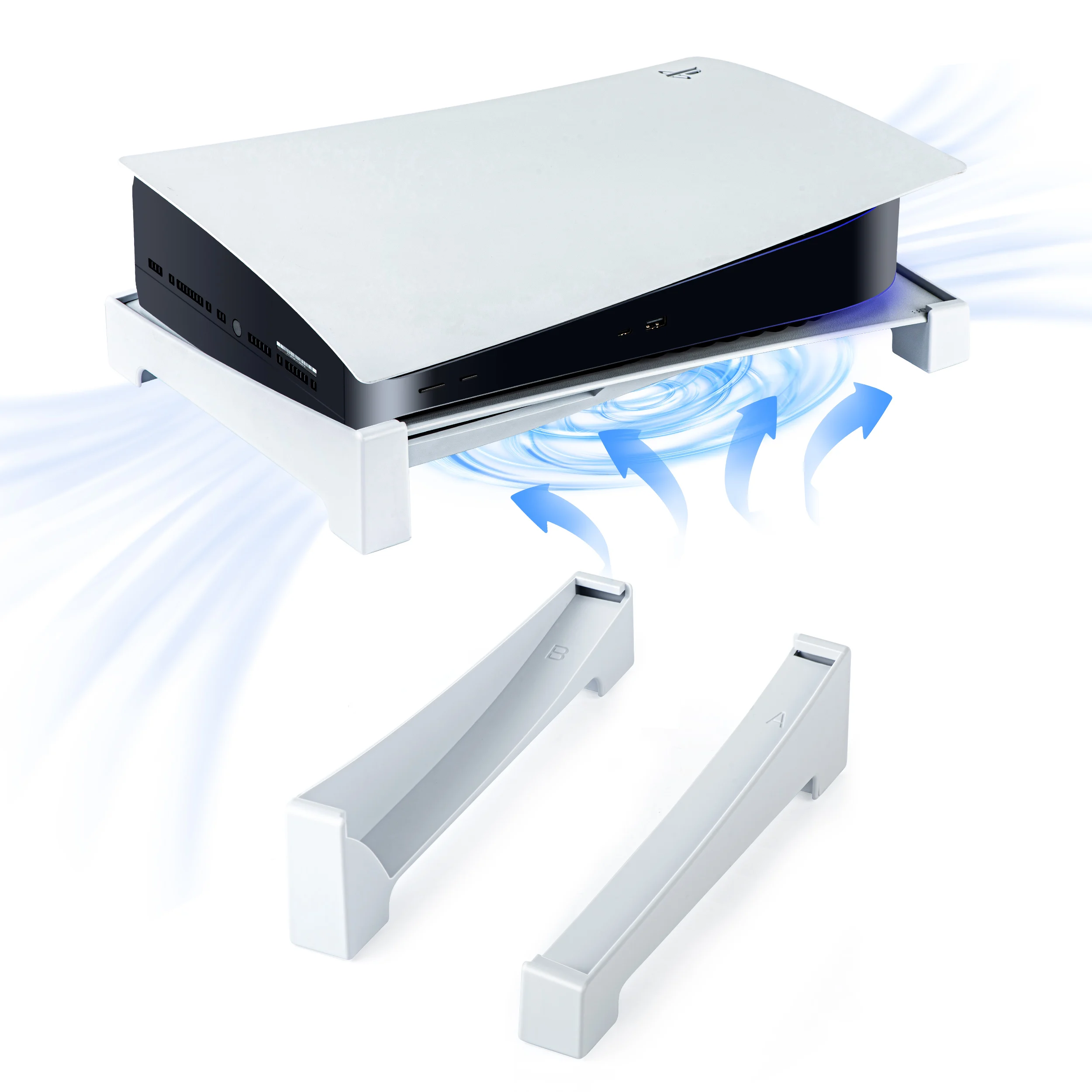Stojak na biurko do konsoli PS5, pozioma podstawka chłodząca do konsoli do gier PlayStation 5 (wersje z dyskiem i cyfrowe), akcesoria — zdjęcie produktu 5