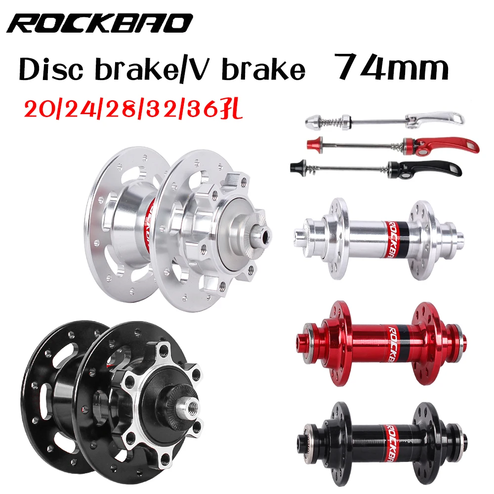 Folding Front Drum for Small Wheel Disc Brake V Brake Aluminum Alloy 2 Bellin 20 24 32 36Hole Black and Red Wheel Hub 74mm