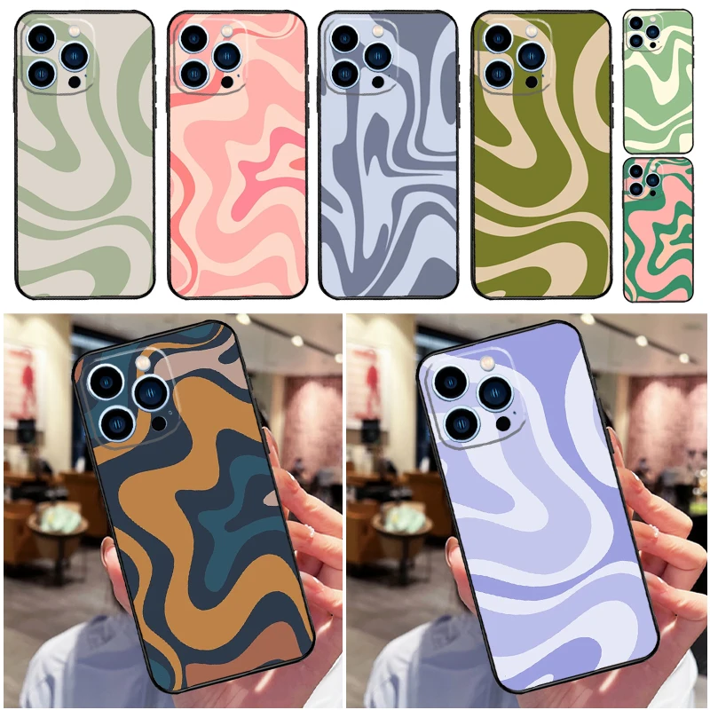 Liquid Swirl Abstract Beige Sage Green Phone Case For iPhone 16 15 13 12 11 14 Pro Max Mini X XR XS 14 Plus Cover