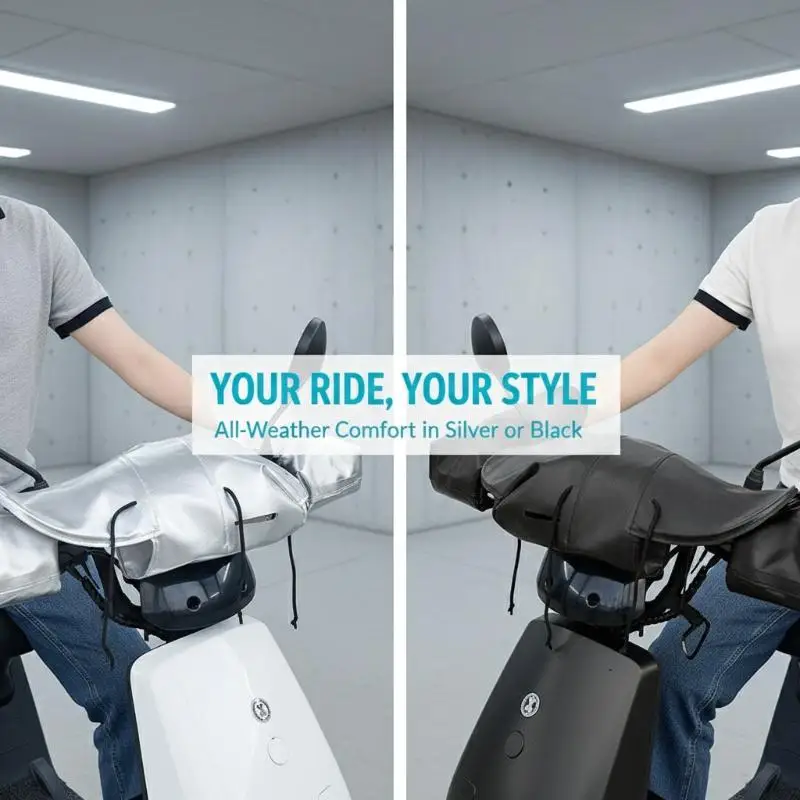 Scooter Handlebar Gloves Silver Leather Sunproof Waterproof 3D Support Non-slip for Outdoor Riding Commuting