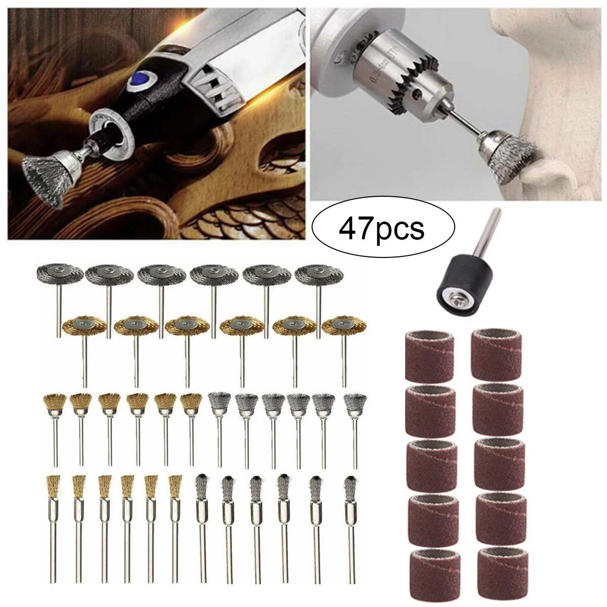 

47 Pcs Wire Brush Wheel Cup Brush Set 10 Pack,Wire Brush for Drill Hex Shank Coarse Carbon Steel Crimped Wire Wheel