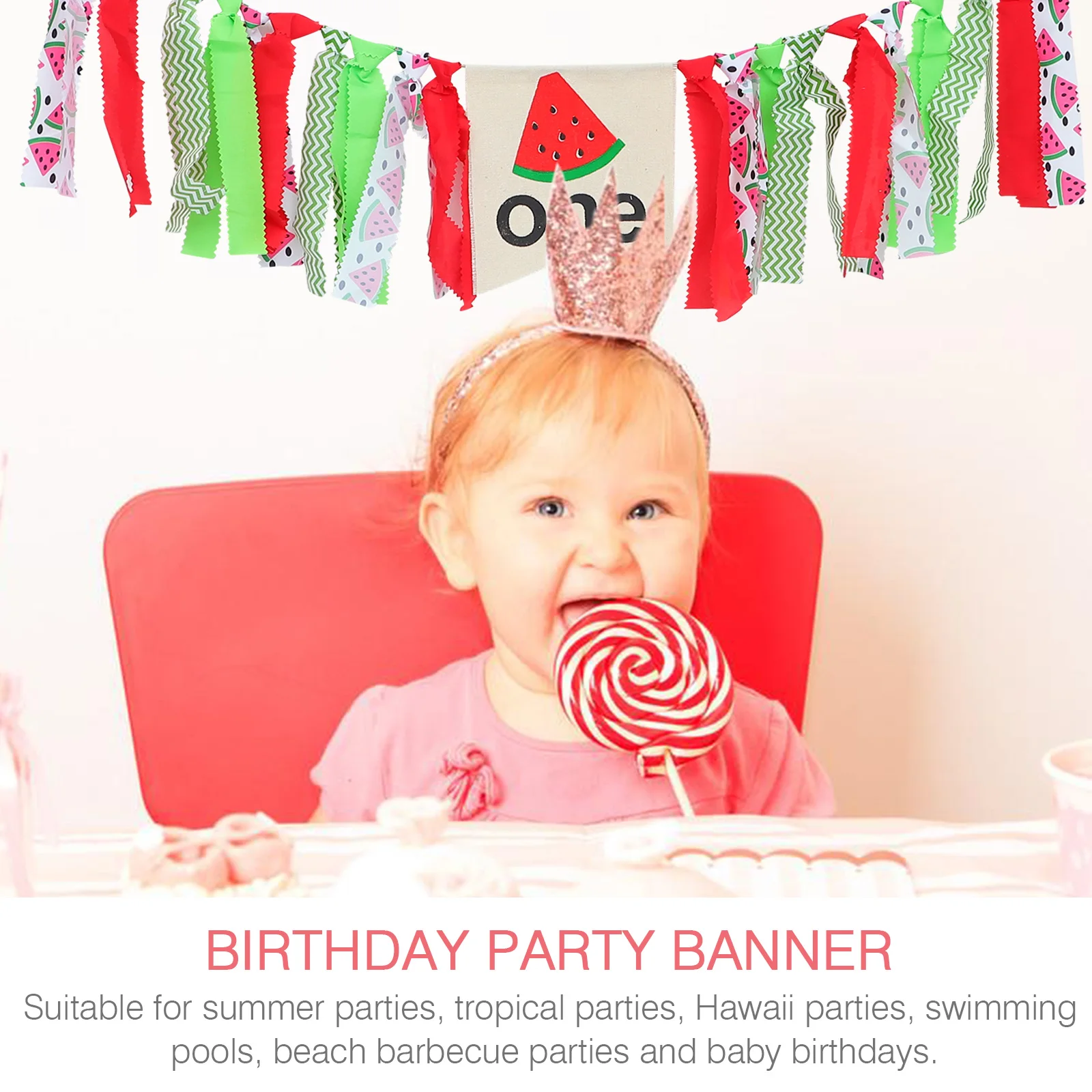 

Watermelon Birthday Party Banner Colorful Pattern Summer Theme Hanging Decoration Flag for Photography Birthday Party Banner