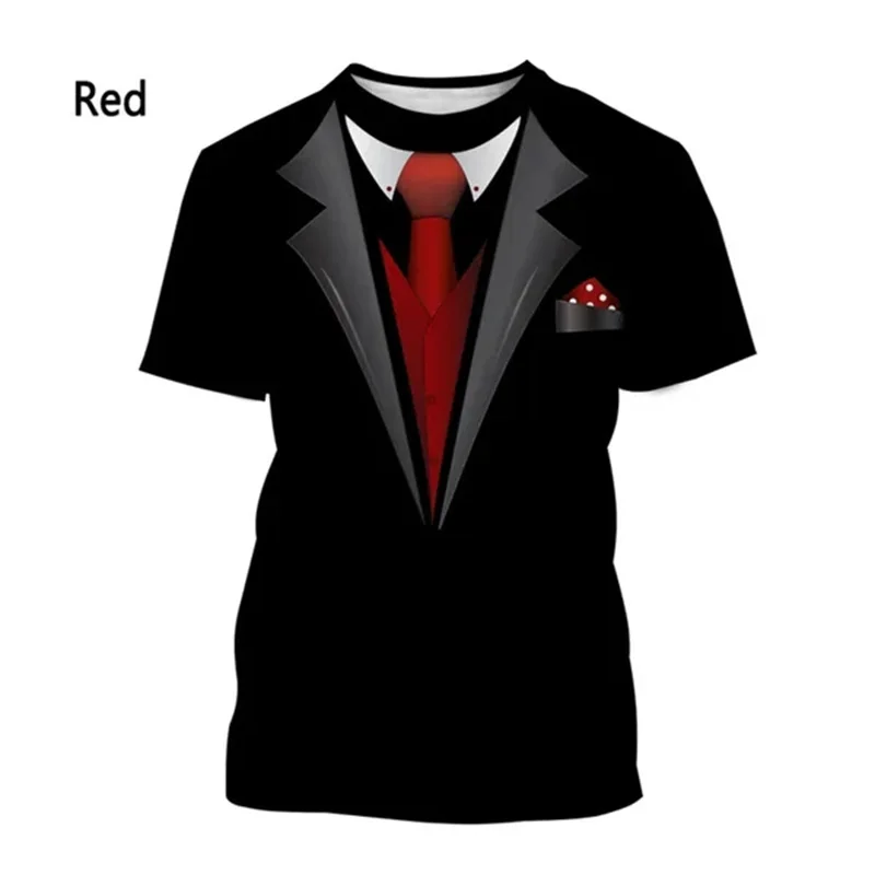 Fake Suit Bow Tie 3D T Shirt Summer Men Sir T-shirt Funny Tuxedo Retro Tie Suit Print Gentleman T-shirt Casual Short Sleeve Tops