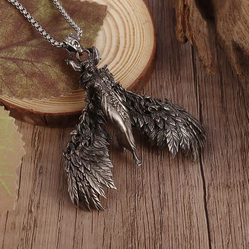 Fashionable and Creative Gothic Anime Angel Wings Pendant Necklace for Men and Women Punk Hip-Hop Trendy Jewelry Gifts