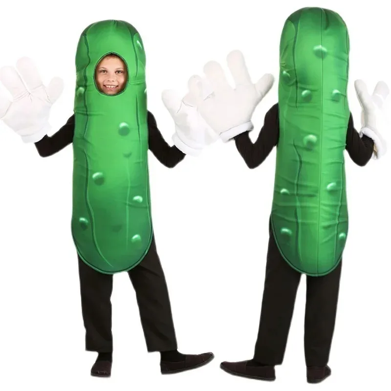 أداء مرحلة الهالوين للأطفال والكبار لعب الأدوار الخضار والخيار ملابس الوالدين والطفل mb.3
