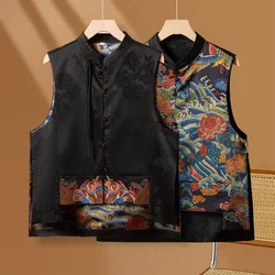 Spring Autumn Chinese Style Vest Women's Camisole Cardigan Outfits Ethnic Blusas Embroidery Clothes Top Woman Tang Costume Vests
