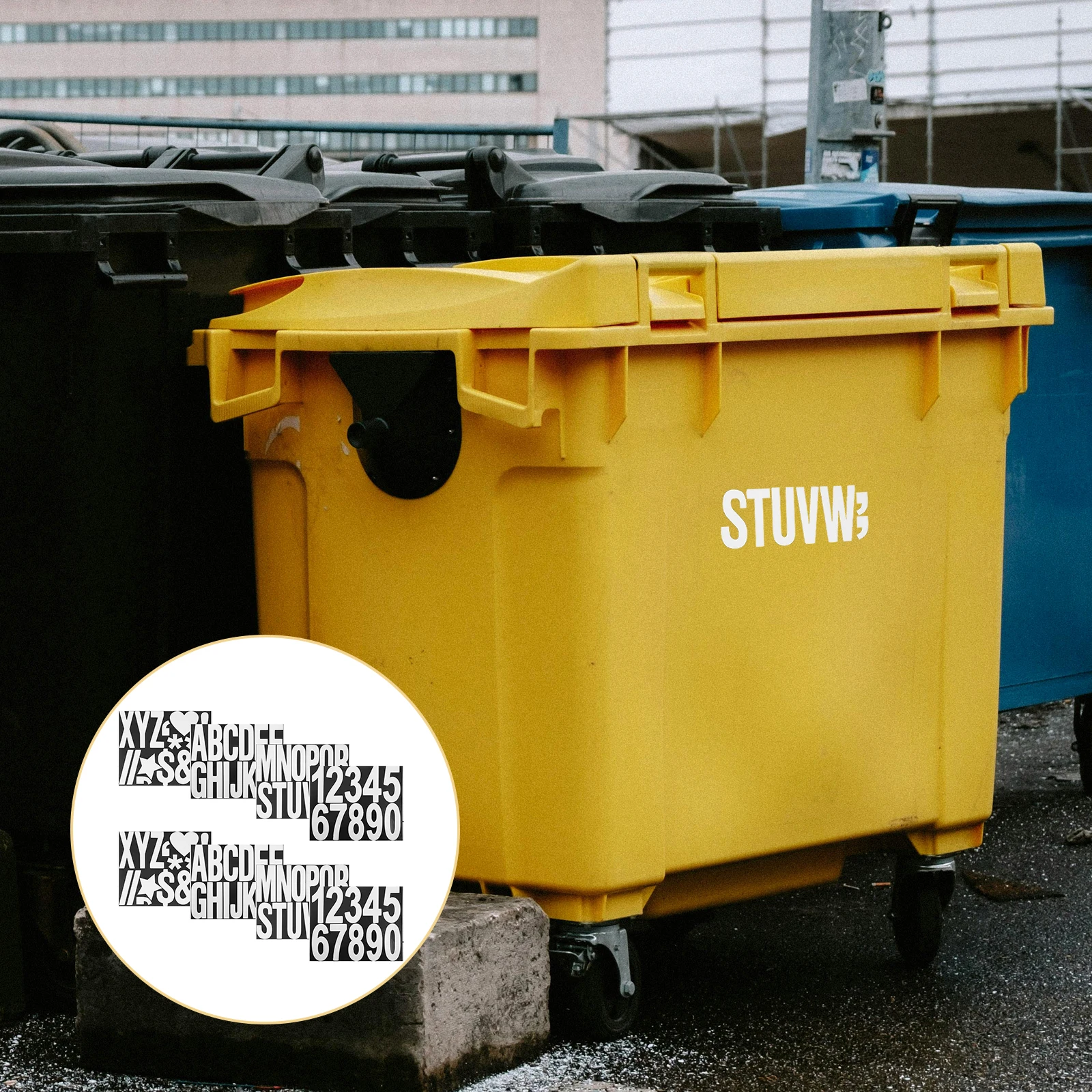 

8 Sheets Trash Can Stickers Letter Small Garbage Mailbox Lettering Adhesive Numbers