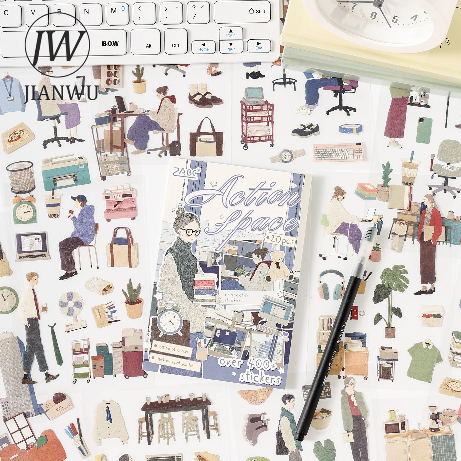 

JIANWU Vintage Life Character Landscape Material Collage Scrapbooking PET Sticker Book Creative DIY Journal Stationery