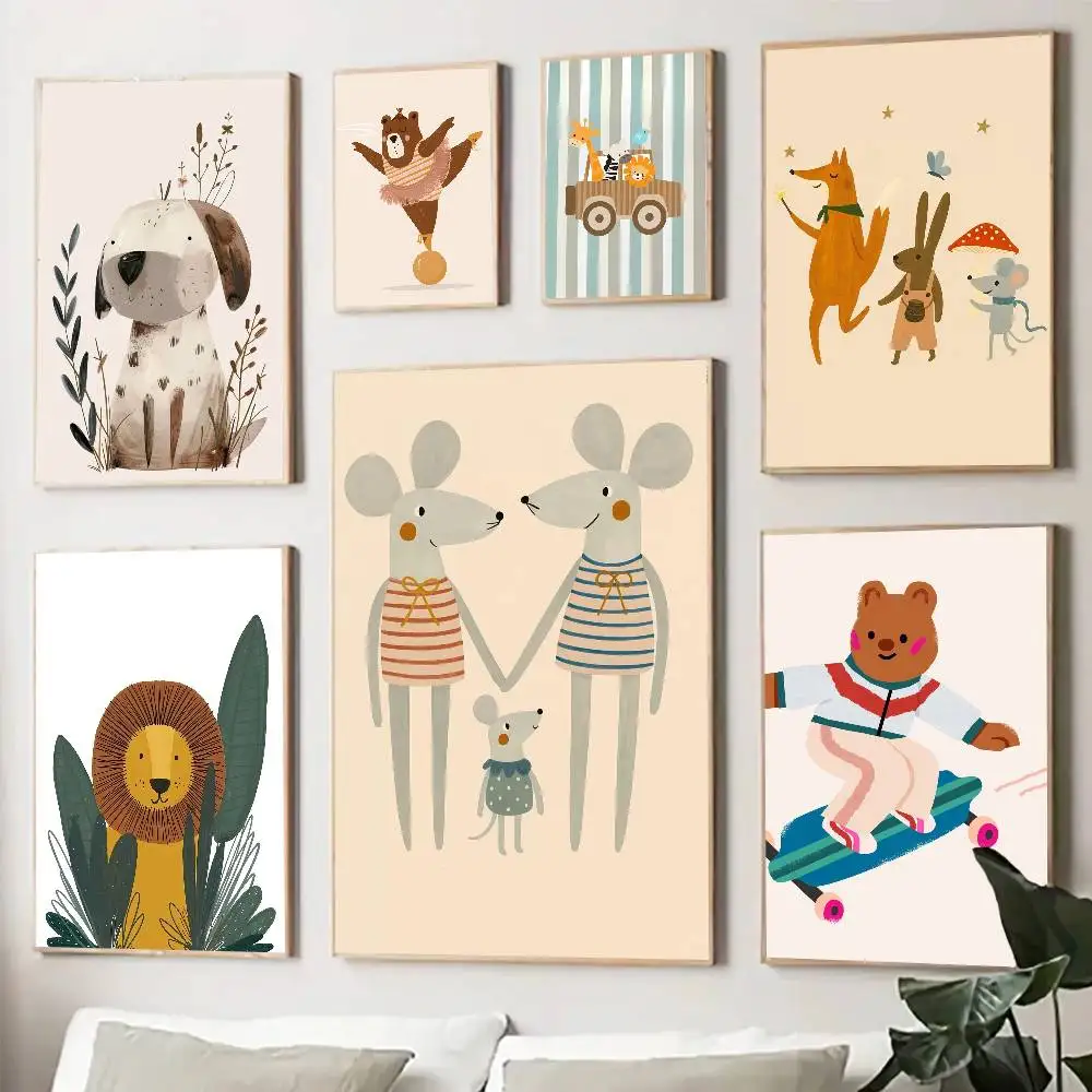 Simple Animal Antics Posters Living Room Bar Cafe Quality Canvas Vintage Style Comics Painting Art Home Wall Decor Picture