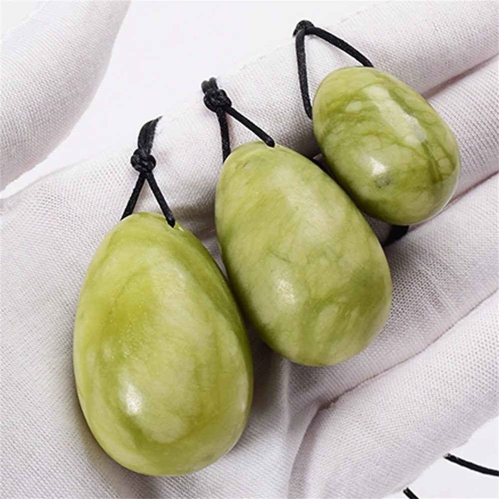 Women's Yoni Eggs Massage Stones Healing Crystal Healing Exercise Eggs for Kegel Exercise Train Pelvic Muscles Jade Drilled Egg