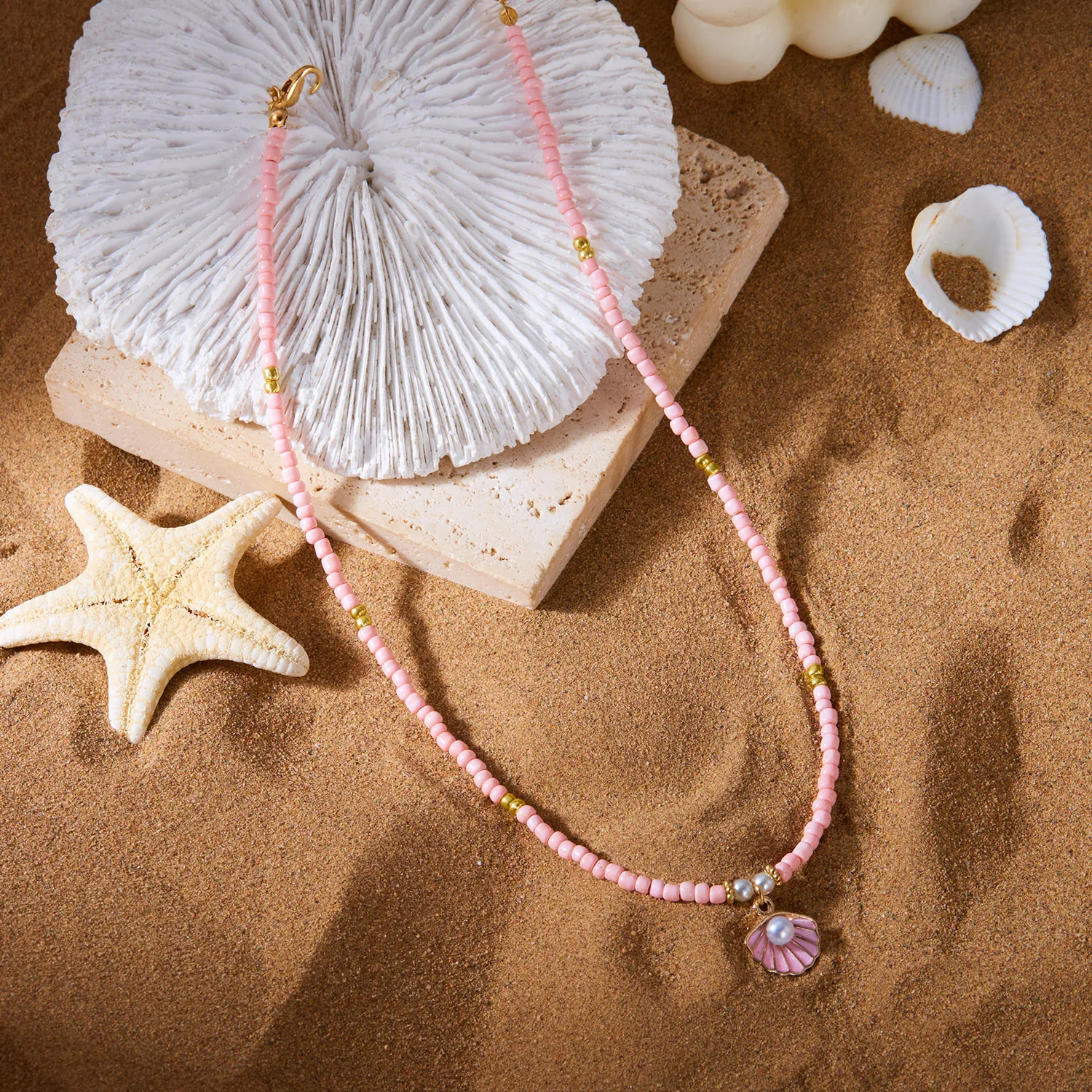 Bohemian Handmade Perlen Kette Mode Halsketten für Frauen Einfache Metall Shell Anhänger Halsketten Party Schmuck Geschenke – Detail 13