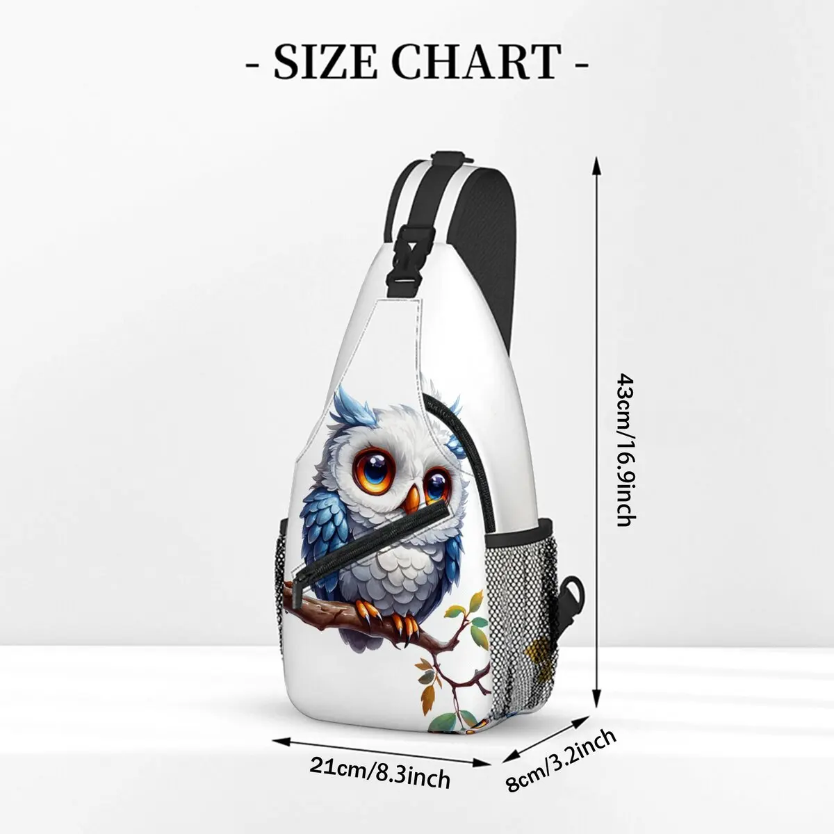 Animals Owls Sloths Deer Chest Bag Boy/Girls Best Gift 2D Cartoon Large Capacity Outdoor Sports Leisure Fashion Messenger Bag view 3