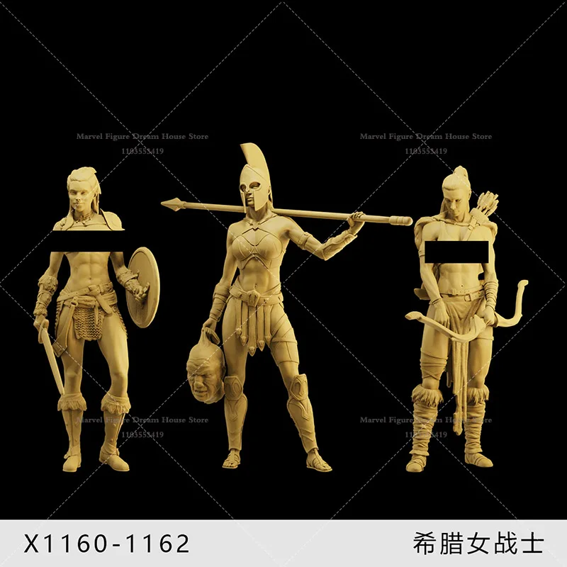 1/64 1/43 1/35 Scale Miniature Scene Dolls Ancient Greek Female Warrior Bow Arrow Spear Un-panited White Mini Action Figure