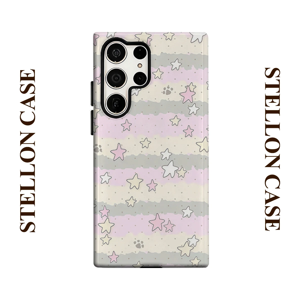 Stripe Star Phone Case for Samsung Galaxy S26 S25 Ultra S24 S23 Ultra Plus Glossy Double-layer Back Cover