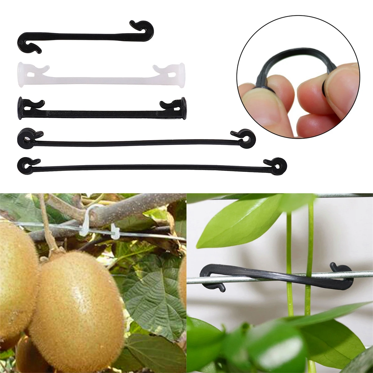 Garden Plant Vine Fixing Clip Kiwi Grape Cucumber Tomato Stem Binding Clamp Tied Buckle Lashing Hook Climbing Gadget 100/1000Pcs