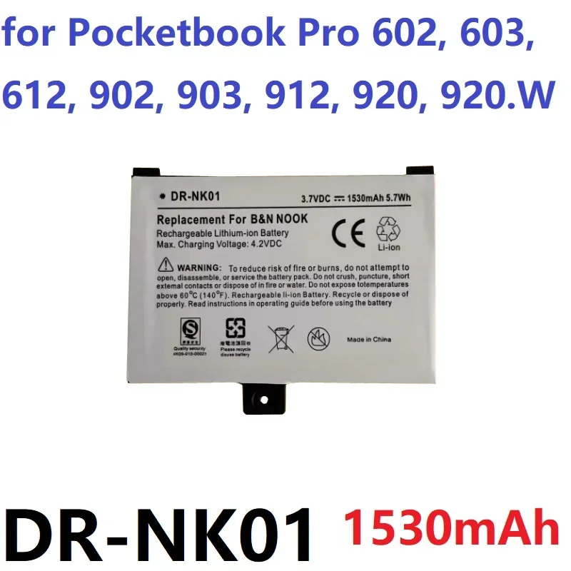 4.2V 1530mAh Li-ion Rechargeable Replacement Battery DR-NK01 For Pocketbook Pro 602 603 612 902 903 912 920 920.W E-book Reader