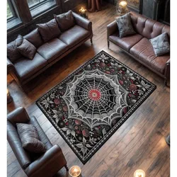 Spider Web Rug For Gothic Home Decor Black Red Living Room Gothic Rug Spider Web Bath Mat Gothic Doormat Spooky Dark Floral Rug