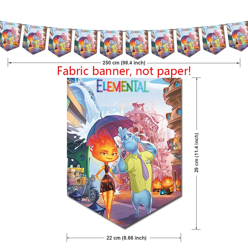 Elemental Birthday Party Decorations TV Show Baby First Theme Supplys Banner Cups Plates for Kids Aria Zephyr