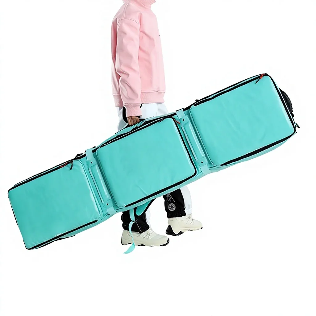 Men's Ski Roller Bag, Single Double Board, Large Capacity Waterproof, Zipper Closure, Outdoor Sports Gear