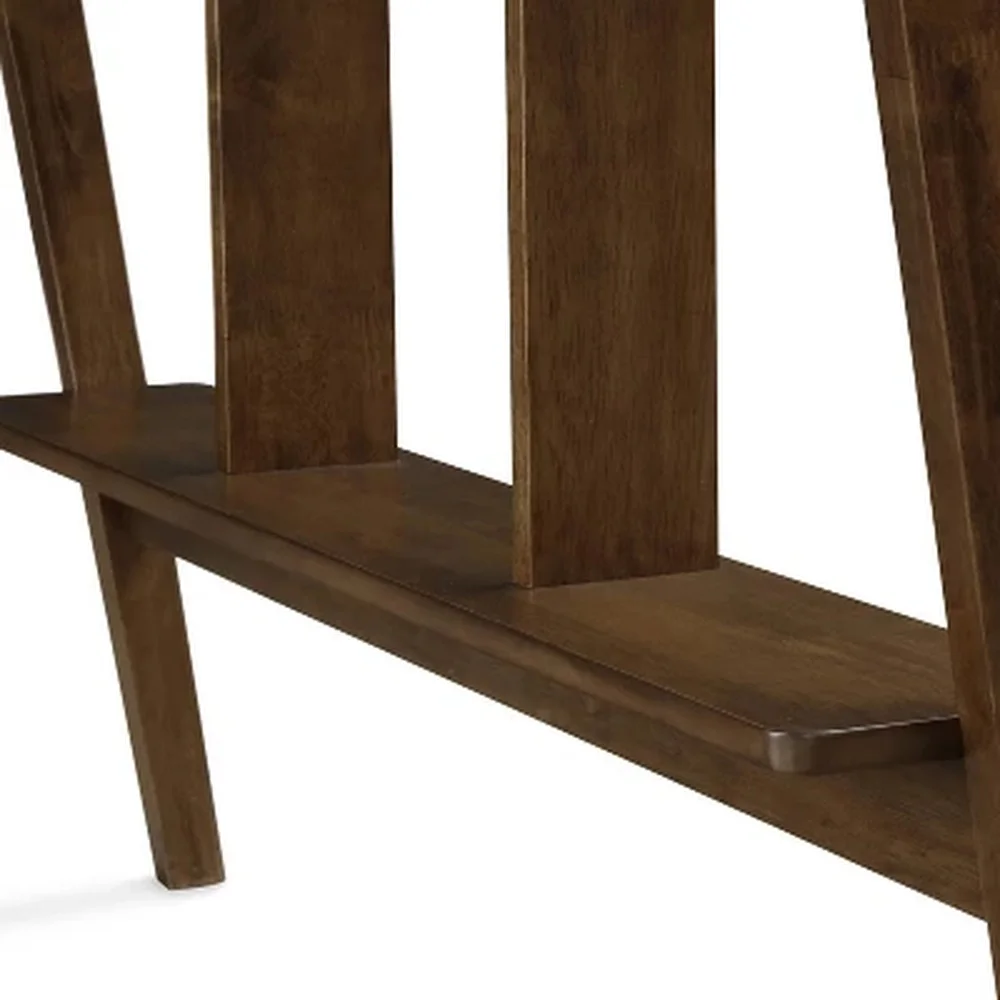 Compact Writing Desk Mid Century Modern Style Rubberwood Frame MDF Surface Storage Drawer Slim Profile Small Spaces