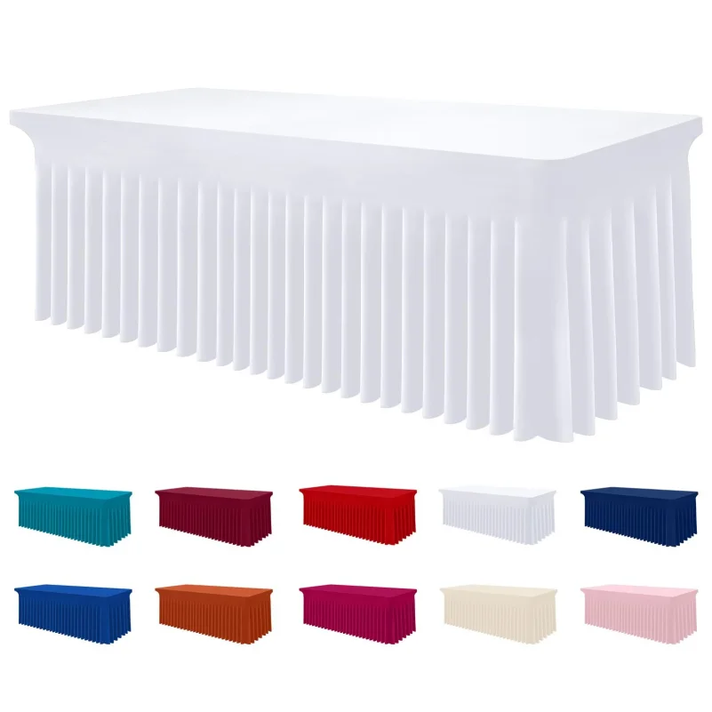 

HAPIHAPPY Spandex Rectangle Tablecloth Elastic Stretch Table Cloth Waterproof Washable Wedding Banquet Party Table Covers Skirt