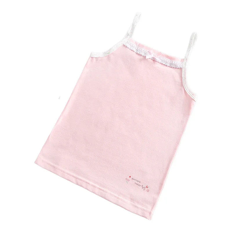 Kids Vest Tank Top Girl Tops Soft Korean Style Cute Cami Tops Wear Pink/Flowered 100-150 Yard Toddler Tops 2024 Teenage Clothes