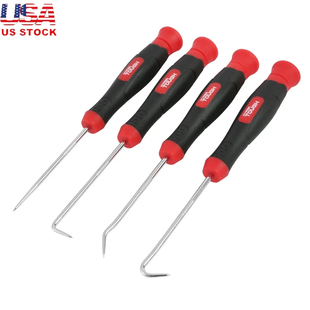 

Набор бытовых инструментов из 4 предметов. Изогнутый крючок. Сложный крючок. Крючок на 90 градусов. Прецизионное удаление уплотнительного кольца. Эргономичная ручка. Углеродистая сталь.