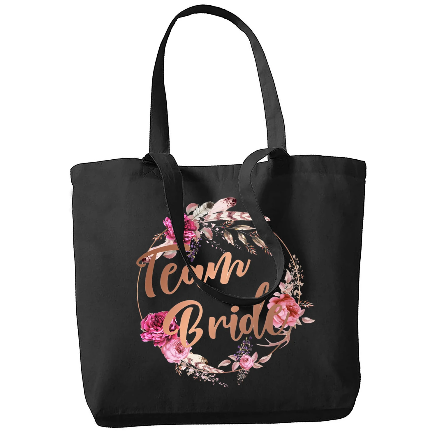 Team Bride Bachelorette Party Friends Bridesmaid Wedding Party Shopping Bag Print Original Design Fashion Travel Canvas Bags