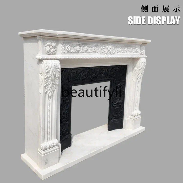 

G French fireplace marble mantel retro living room TV background wall decoration customization