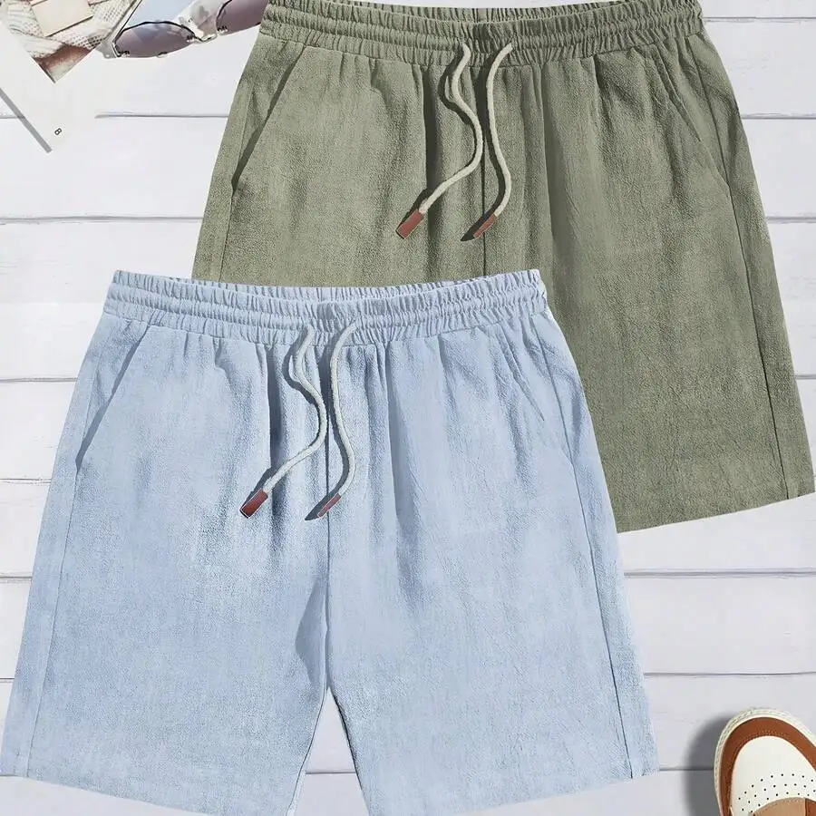 Mens Loose Fit Drawstring Knee-Length Casual Shorts For Beach Summer