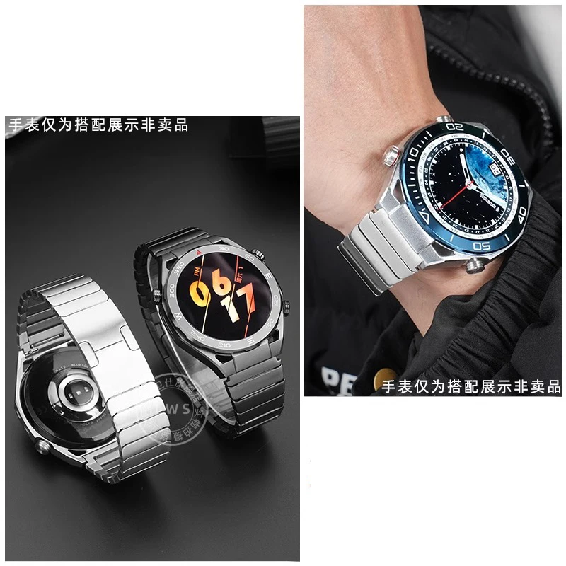 チタン時計ストラップ Huawei 社究極/GT5/GT4 Soild 超軽量シルバーブラックチタングレークイックリリースメンズ時計バンドチェーン