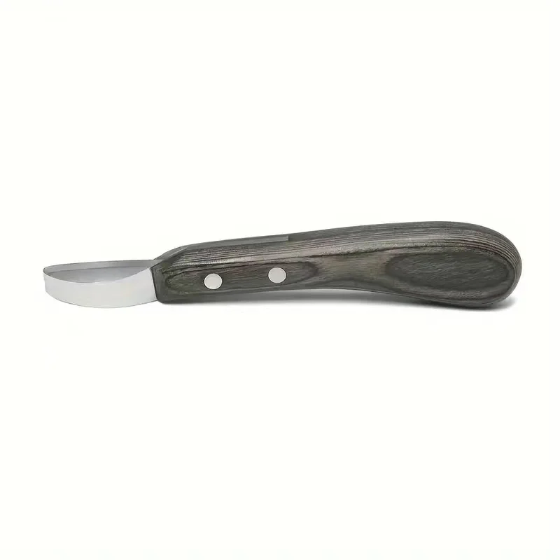 1pc Durable Stainless Steel Horse Hoof Knife with Comfortable Wood Handle - Essential Veterinary Tool for Trimming and Maintaini