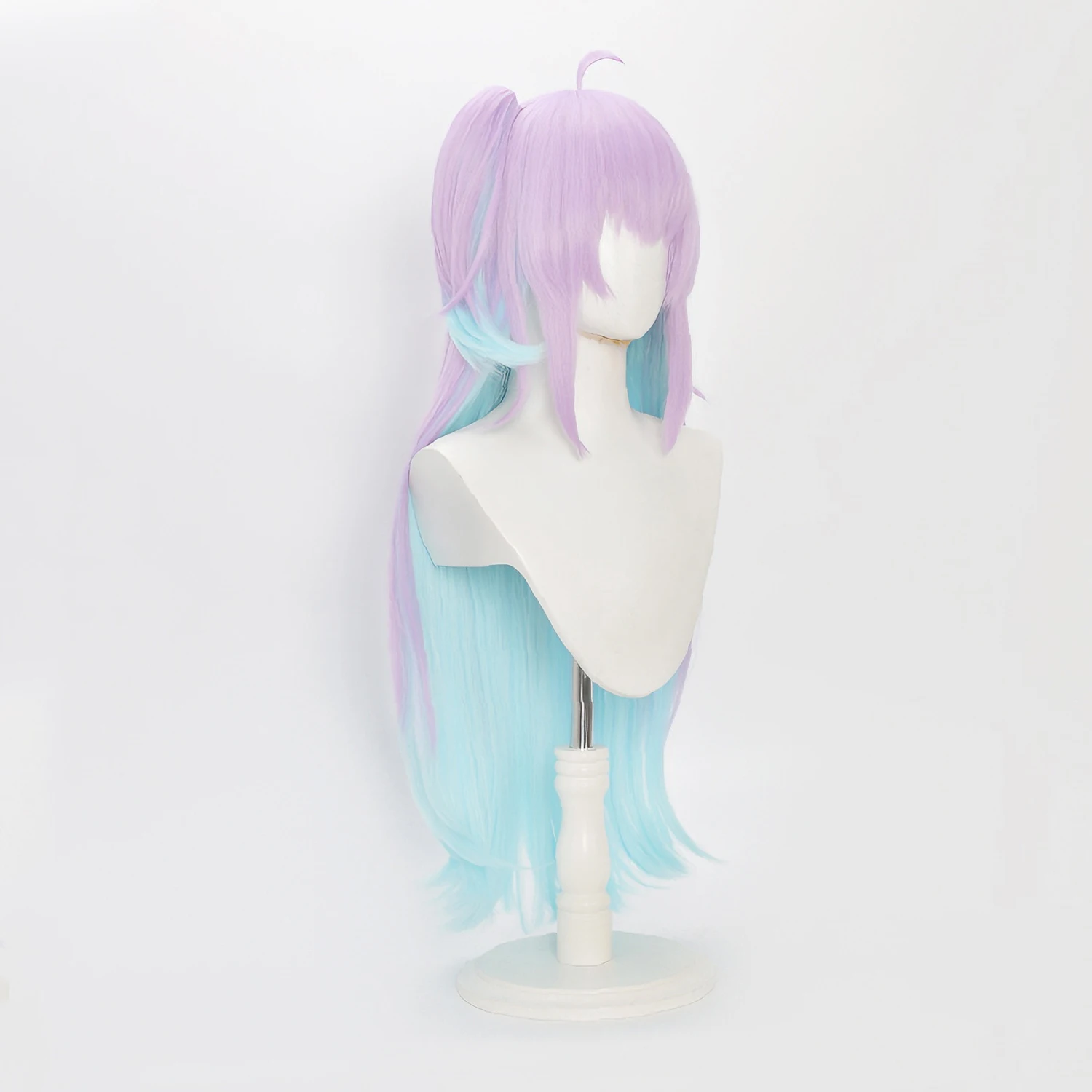 Nikke Rei Cos Wig Purple Blue Gradient Detachable Twin Ponytails Scalp Top Heat Resistant Synthetic Anime Wig Halloween with Wig