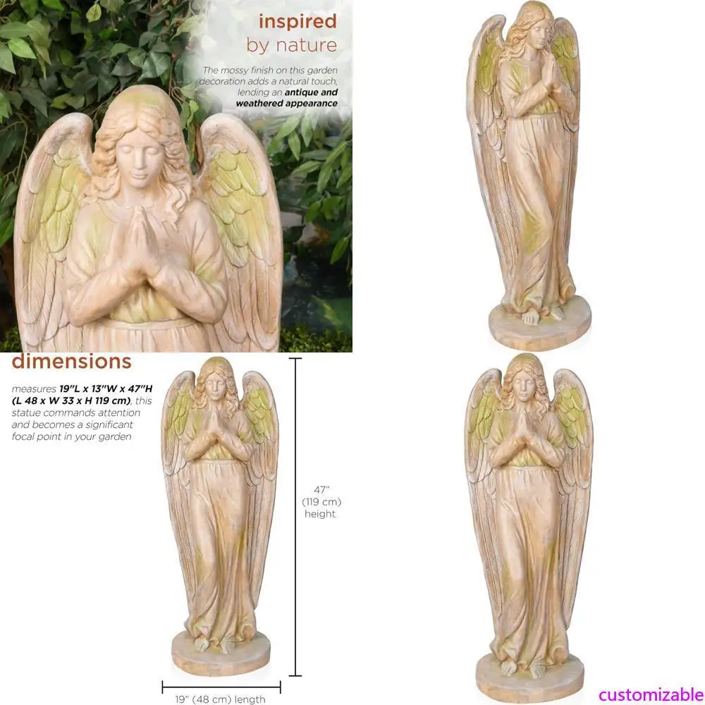 

Классическая статуя молитвенного ангела с моховой отделкой, идеально подходит для пространств на открытом воздухе, высота 47 дюймов