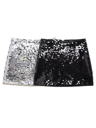 Zevity 2024 New Women Fashion Sequined Design Patchwork A Line Mini Skirt Faldas Mujer Female Chic Back Zipper Vestidos QUN6279