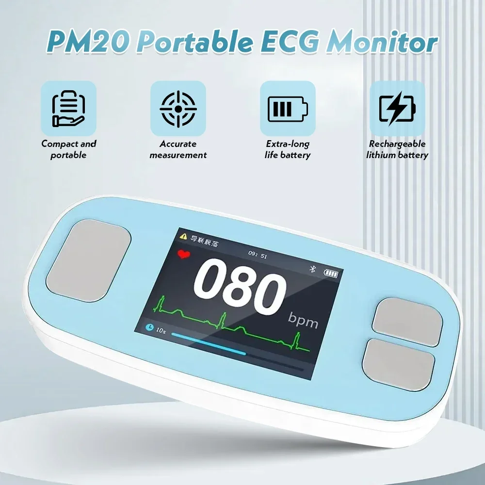 Contec Digital ECG Holter Monitor Portable 6 Lead EKG Machine Bluetooth Mobile App PM20