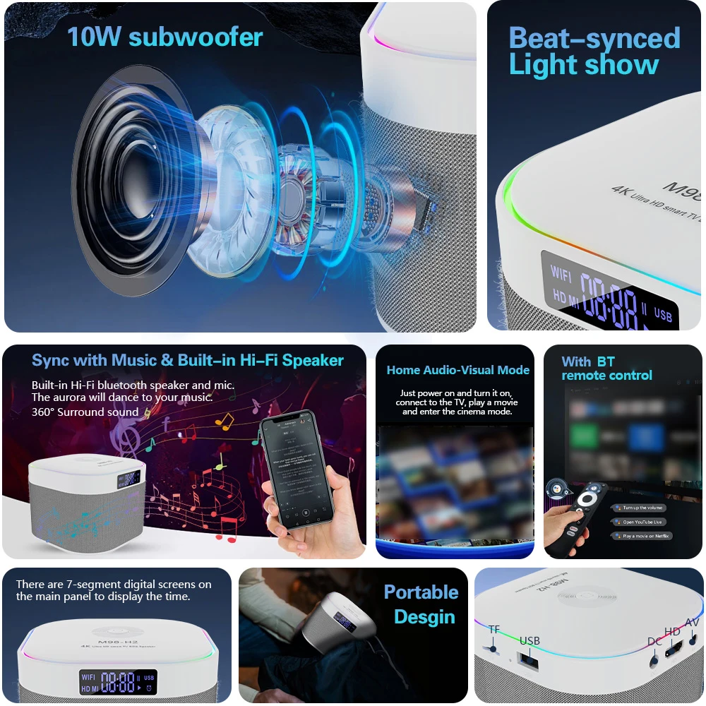 TV Box with Bluetooth Speaker 4K H.265 Decode Quad-Core Dual WiFi Media Player Android 10 2+16GB Supports Netflix & YouTube Home