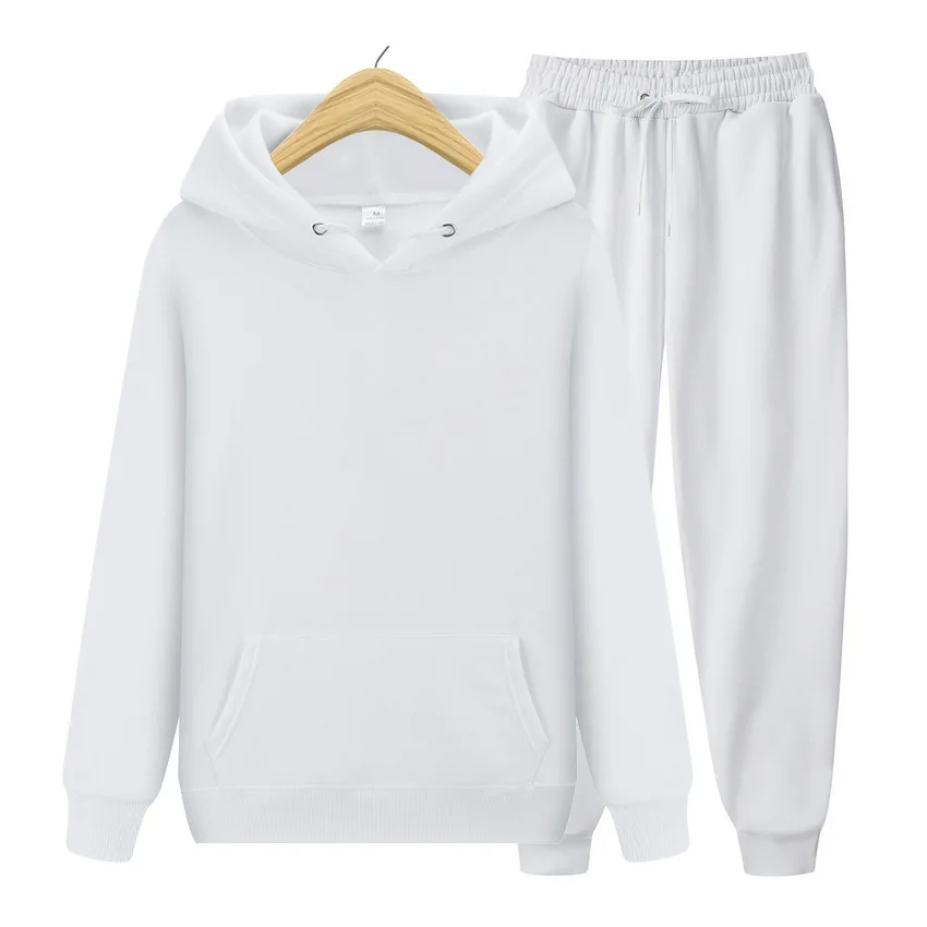Tracksuits Men Sweatshirt Hoodie+Pants Casual Men's Track Suit Sportswear Fitness Solid Color Fashion Slim Fit Set Hoodie Hoody